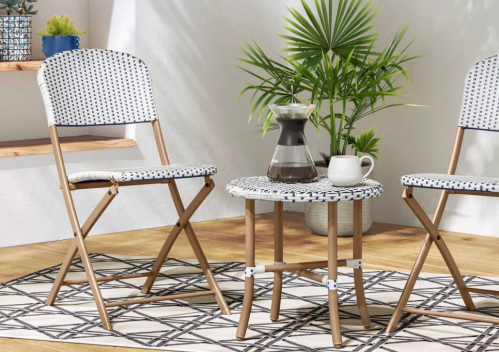 black and white outdoor cafe bistro set