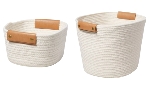 white woven storage baskets