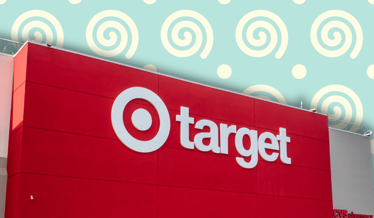 Target store with a green swirl background