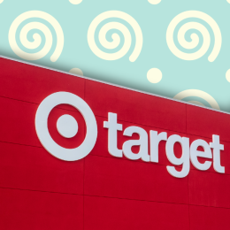 Target store with a green swirl background