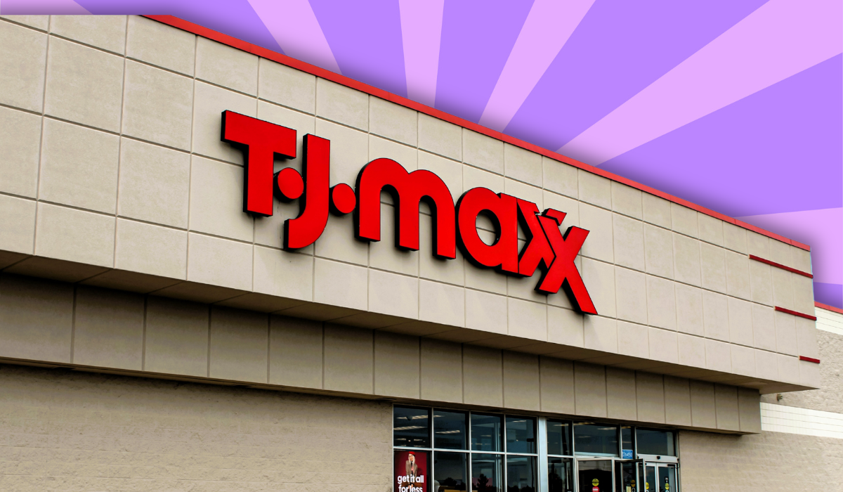 T.J. Maxx store with a purple background