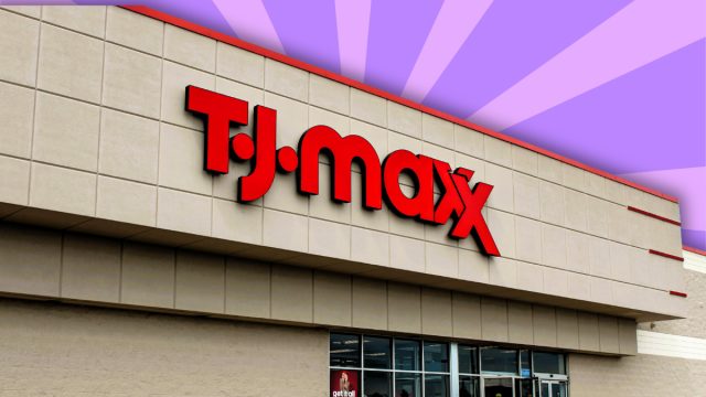 T.J. Maxx store with a purple background