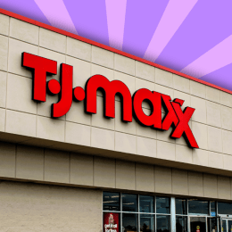 T.J. Maxx store with a purple background
