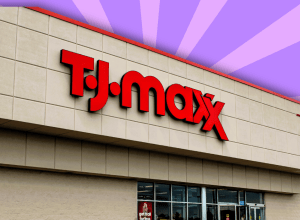 T.J. Maxx store with a purple background