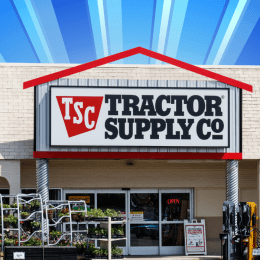 Tractor Supply store with a blue background