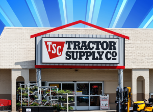 Tractor Supply store with a blue background