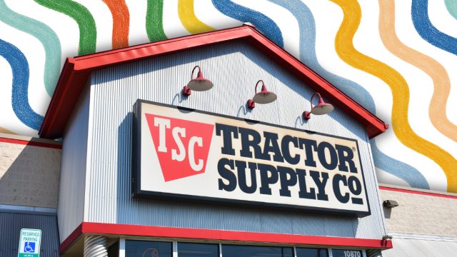 Tractor Supply store with a squiggle background