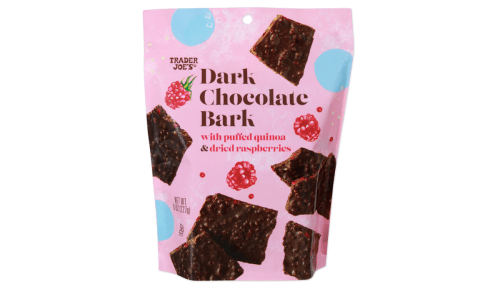 Trader Joe's dark chocolate bark with raspberries