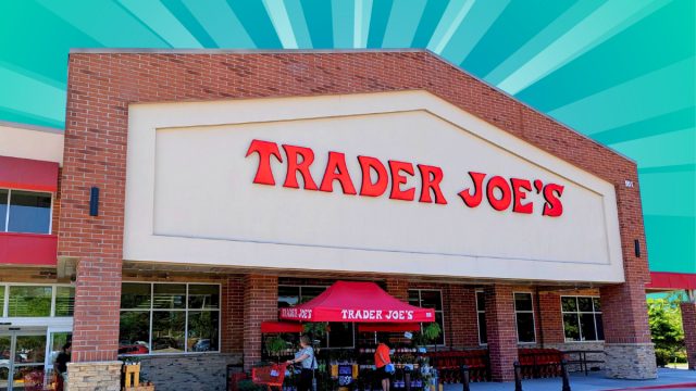 Trader Joe's store with a teal background