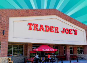 Trader Joe's store with a teal background