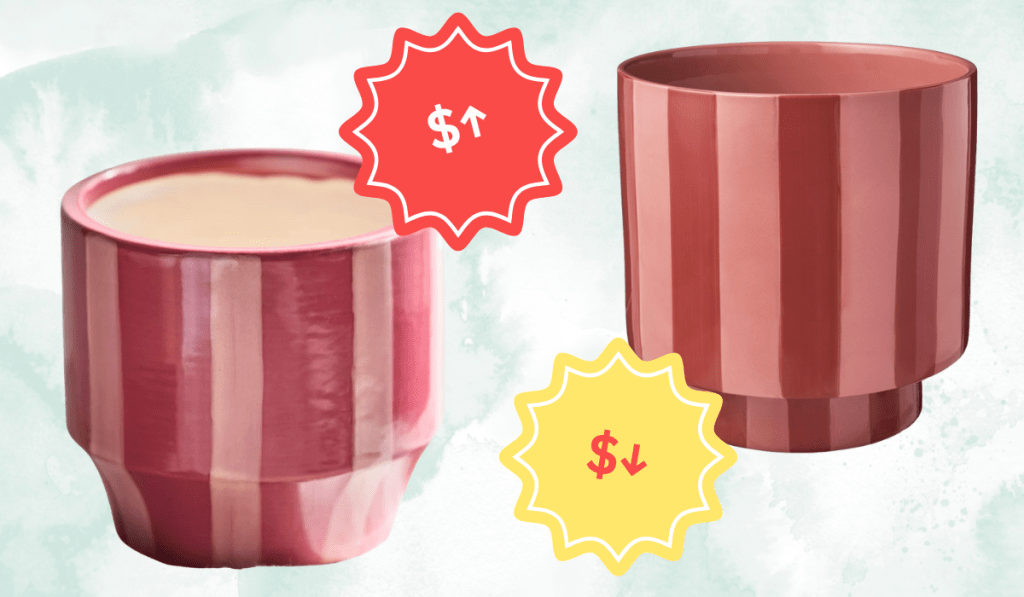 pink and red striped planters