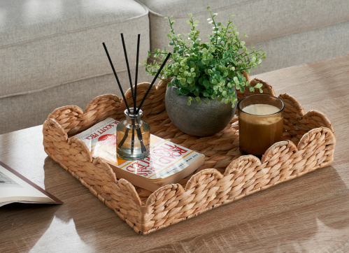 rattan scallop tray