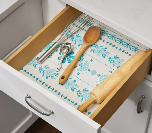 blue and white drawer liners