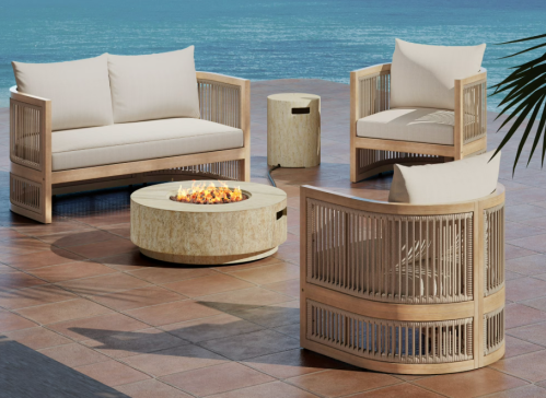 outdoor conversation set with fire pit