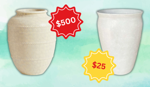 white stone planters