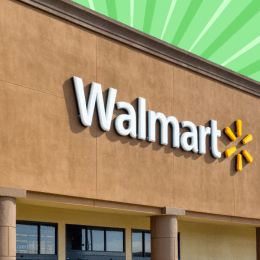 Walmart store with a light green background