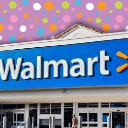 Walmart store with a colorful polka dot background