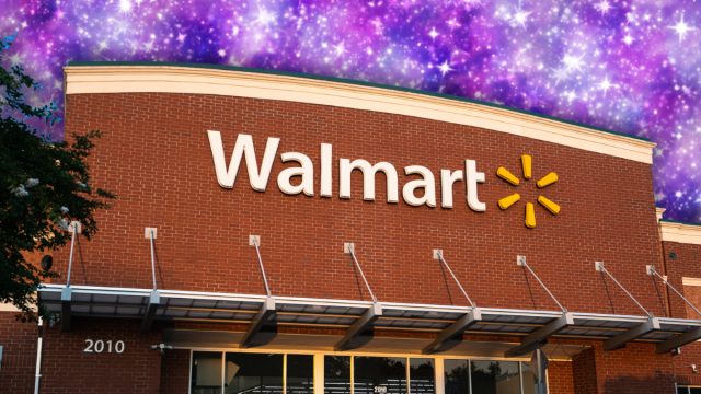 Walmart store with a purple starry night background