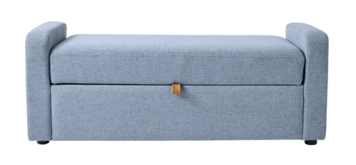 light blue storage bench