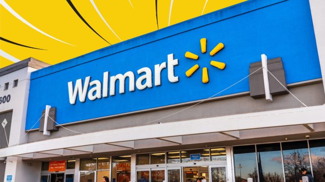 Walmart store with a yellow background