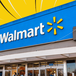 Walmart store with a yellow background