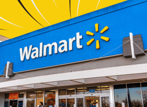 Walmart store with a yellow background