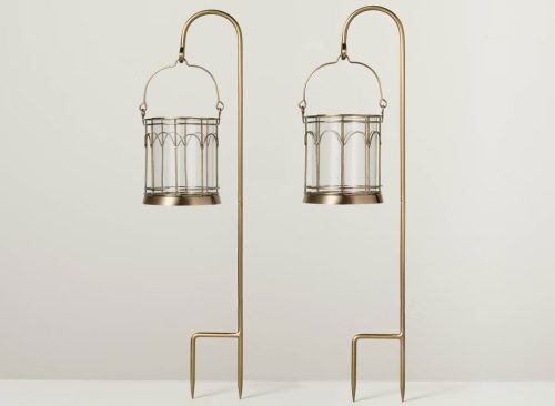 2ct Outdoor Stake LED Candle Lantern Antique Brass Finish - Hearth & Hand™ with Magnolia