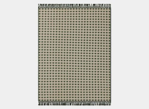5'x7' Cane Rectangular Woven Outdoor Area Rug Heathered Green
