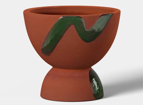 6" Ceramic Outdoor Abstract Modern Planter Pot Terracotta Orange - Threshold™