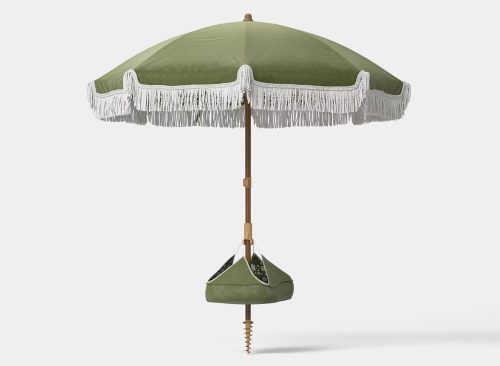 6' Round Outdoor Patio Beach Umbrella with Fringe Green - Threshold™