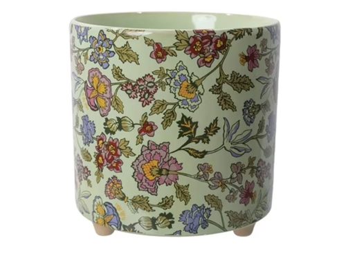 Beautiful 8" Sage Wildflower Footed Ceramic Planter by Drew Barrymore