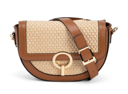 CHEVAL Made In Italy Leather Round Flap Crossbody With Back Pocket