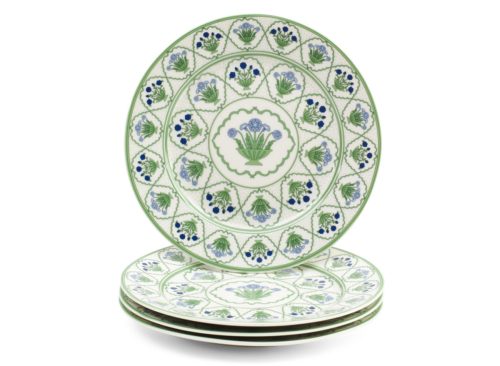 COASTLINES Set Of 4 Porcelain Block Print Salad Plates