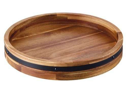 Crofton Wooden Lazy Susan with Metal Rim