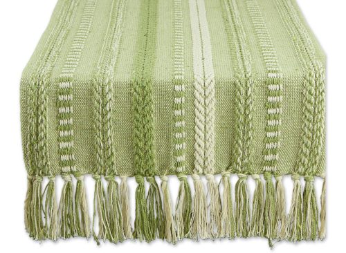 Design Imports 15" x 108" Braided Stripe Fringed Table Runner