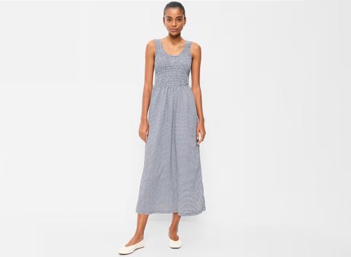 Fit & Flare Lightweight Smocked-Bodice Midi Dress