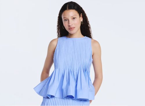 Free Assembly Women's Sleeveless Pintuck Peplum Top, Sizes XS-XXL