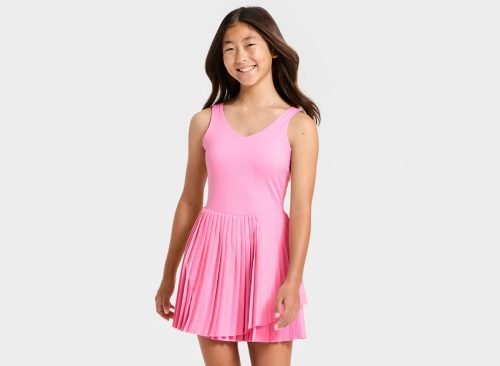 Girls' Pleated Active Athletic Dress - All In Motion™ Pink S