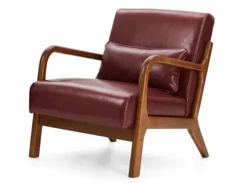 Glitzhome® Mid-Century Faux Leather Accent Chair