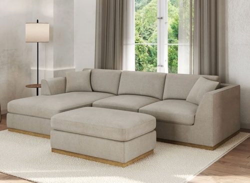 Henredon Caley Reversible Sofa Chaise with Ottoman
