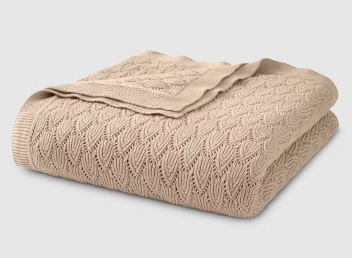 Jeremiah Brent Home Pointelle Throw Blanket Sand