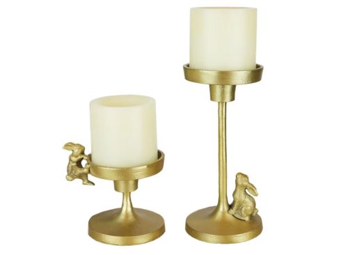 KIRKTON HOUSE 2 Pack Bunny Metal Candle Holders, Gold