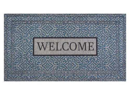 KIRKTON HOUSE 20x36 Classic Doormat - Welcome Blue Medallion