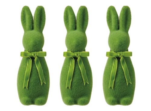 KIRKTON HOUSE 3 Pack Flocked Bunnies, Green