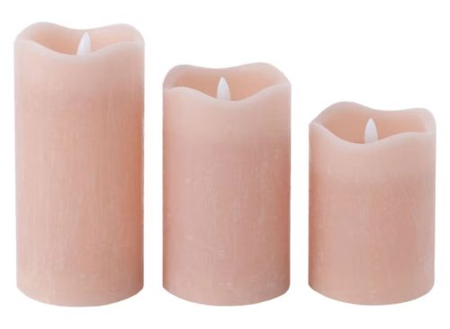 KIRKTON HOUSE 3 Piece LED Pastel Candle Set, Pink