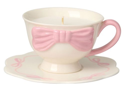 KIRKTON HOUSE Tea Cup Candle Pink Bow