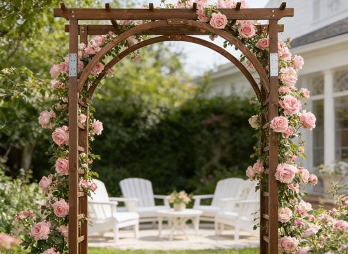 Ktaxon Outdoor Wooden Garden Arbor for Climbing Plants-84.65" H, Wood, Brown