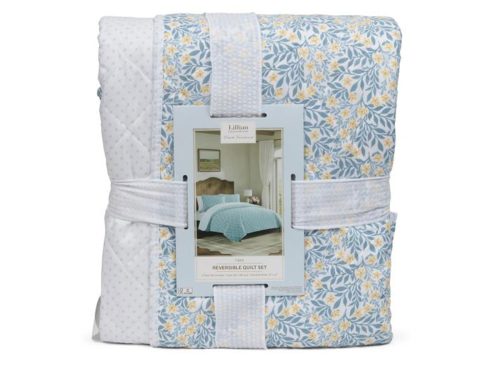 LILLIAN AUGUST FRENCH FARMHOUSE Floral Quilt Set With Polka Dot Reverse