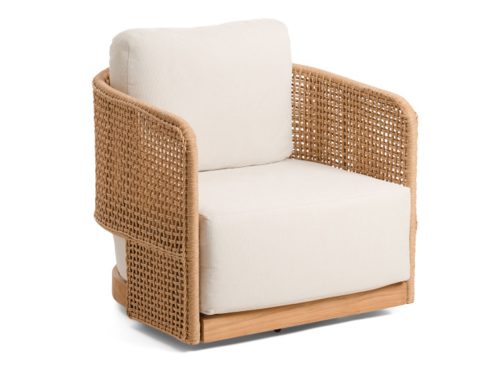 LILLIAN AUGUST HOME Outdoor Teak Swivel Accent Chair