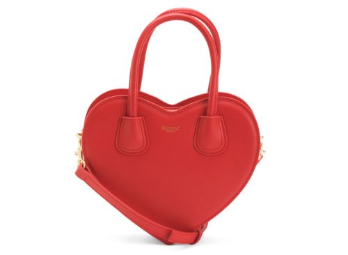 MONCRIEF LONDON Leather Red Heart Crossbody Bag With Top Handle